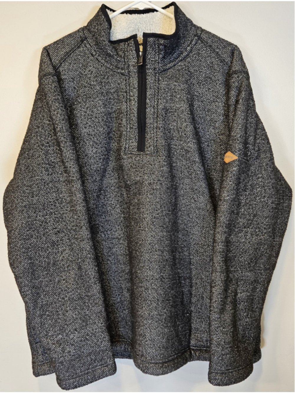 Orvis Mens XXL Sherpa Fleece Lined 1/4 Zip Pullover Sweater Gray Outdoor